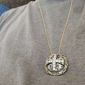 Sapphire cross pendant old world fashion look